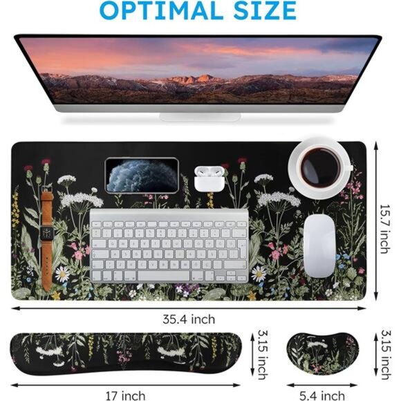 Large Mouse pad for Desk, Computer Desk Mat, 3Pcs XXL Keyboard and Mouse Pad - Picture 2 of 7